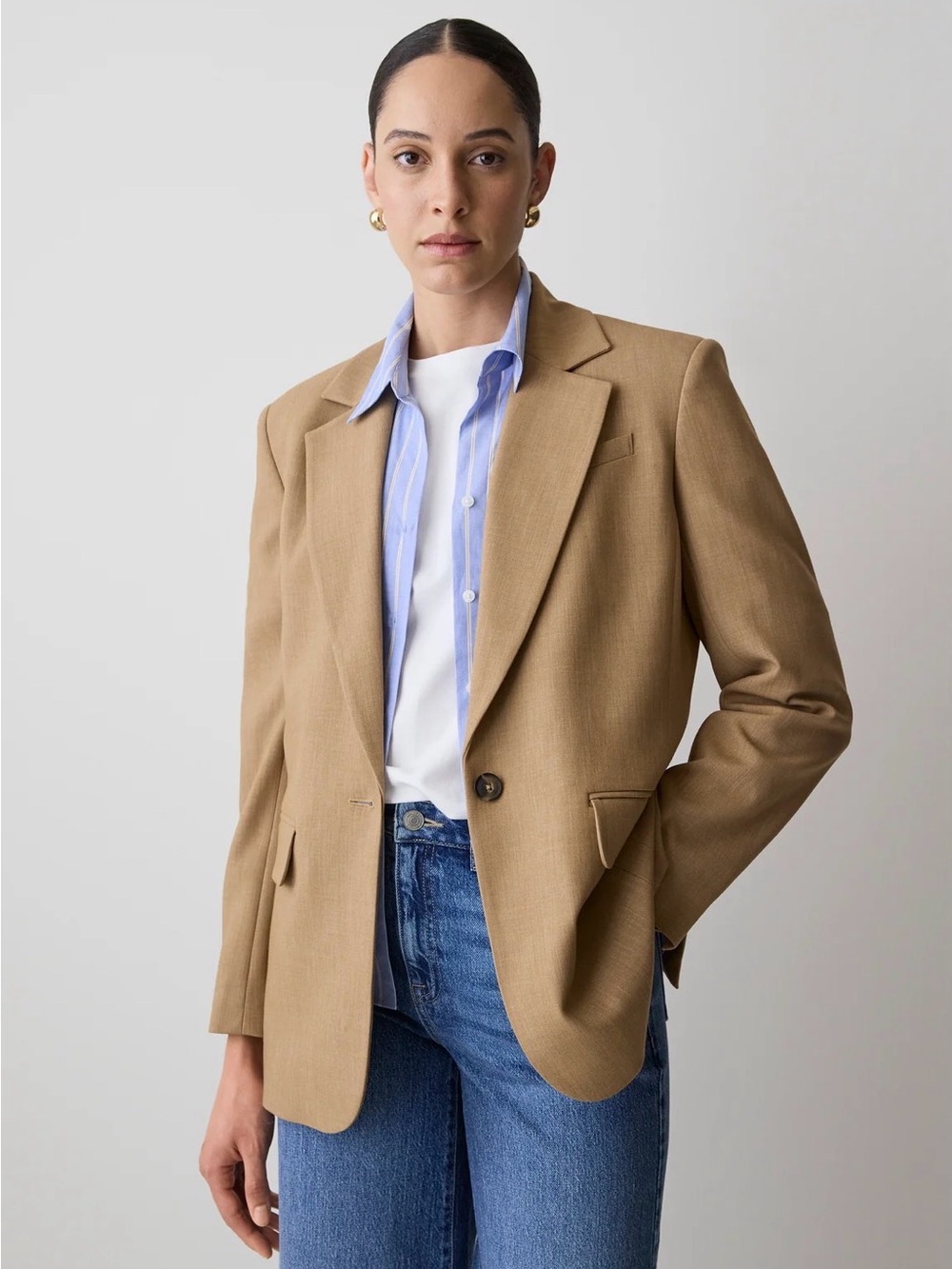 RW&CO. Camel Single-Button Women's Blazer